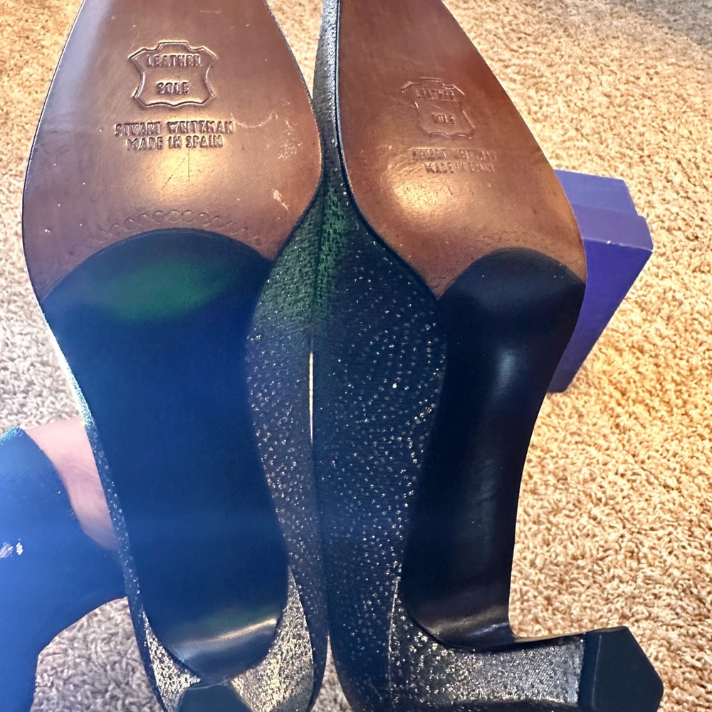 NWT- Stuart Weitzman Glittering Silver Heels - Picture 5 of 15